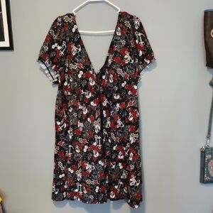 Torrid Red and Black Flutter Sleeve One Piece